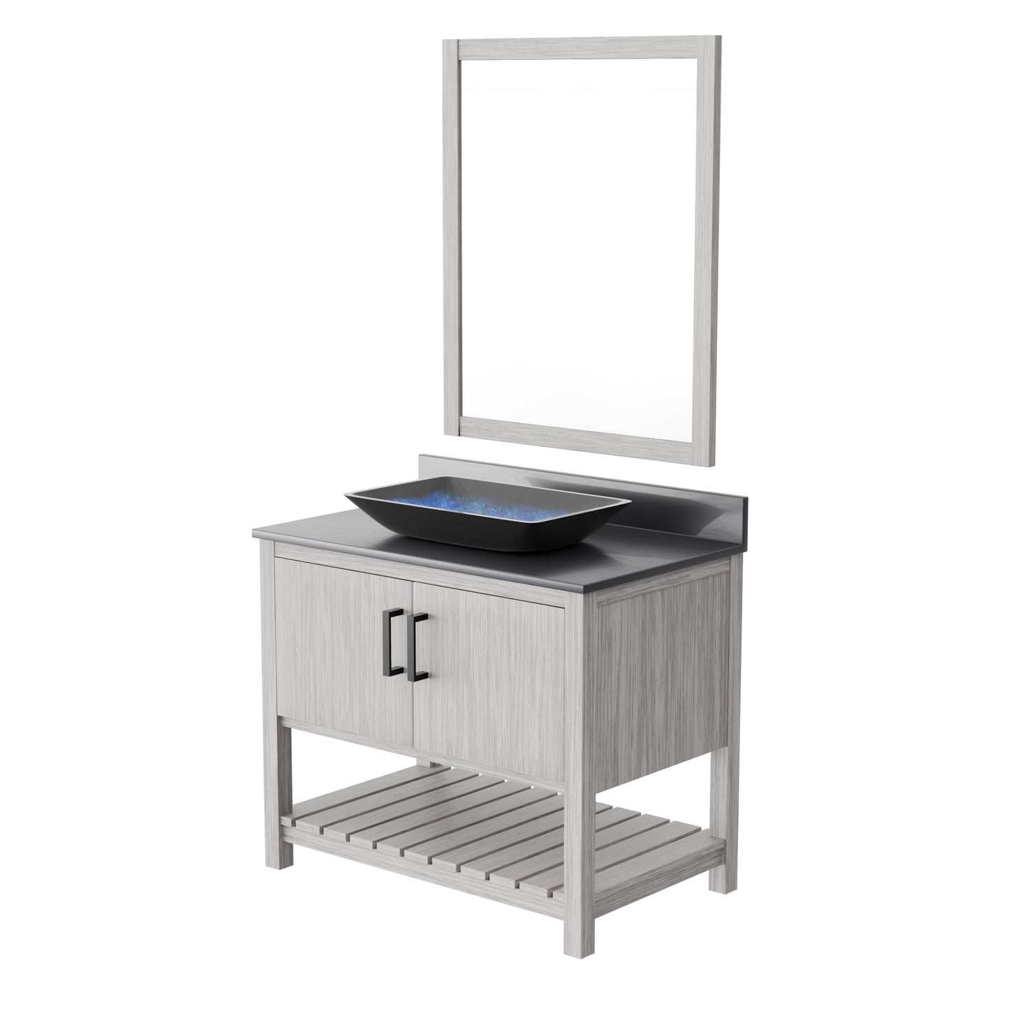 36-inch Bath Vanity with Storm Grey Counter and Sink, NOBV-36SG-280-19034