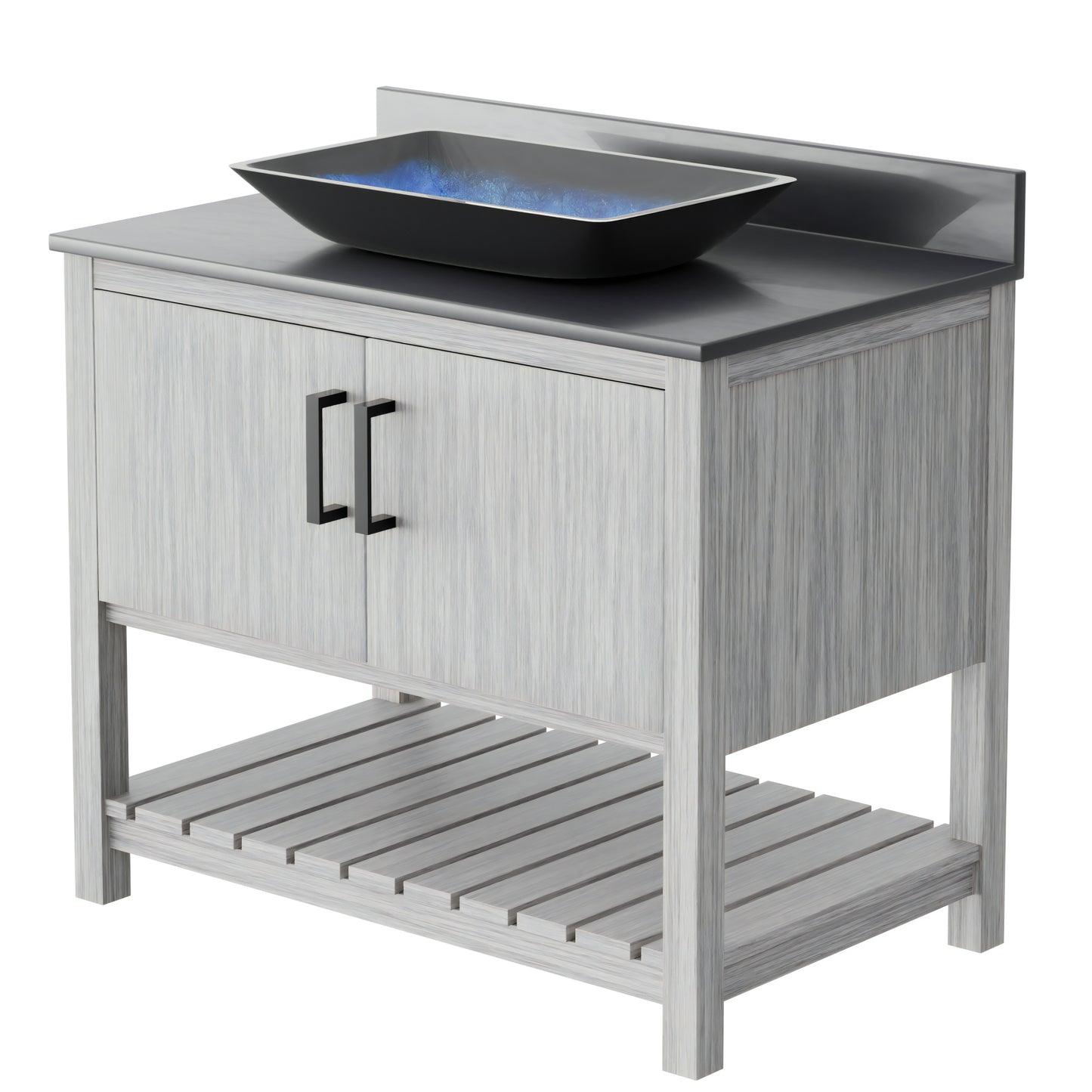 36-inch Bath Vanity with Storm Grey Counter and Sink, NOBV-36SG-280-19034