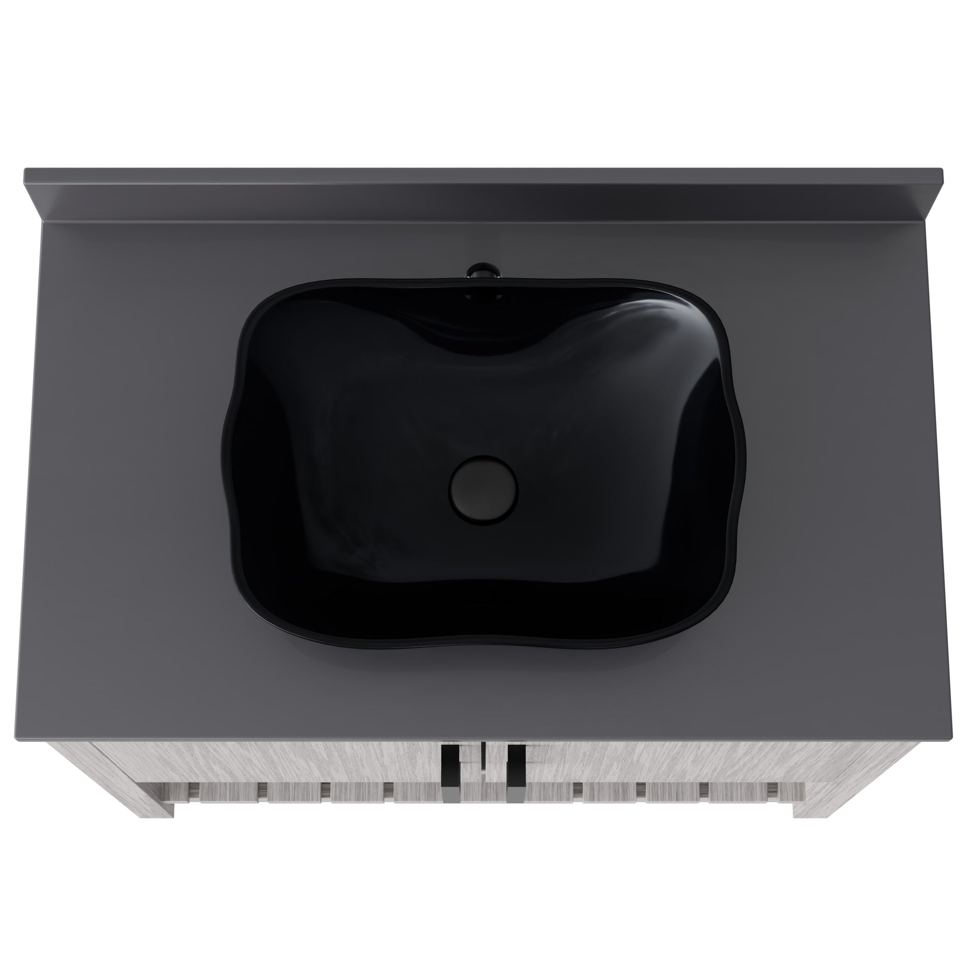 36-inch Novatto bath vanity with storm grey quartz countertop and sink, showcasing the sleek design and modern finish.