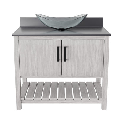 36-inch Bath Vanity with Storm Grey Quartz Counter and Sink - NOBV-36SG-280-324C