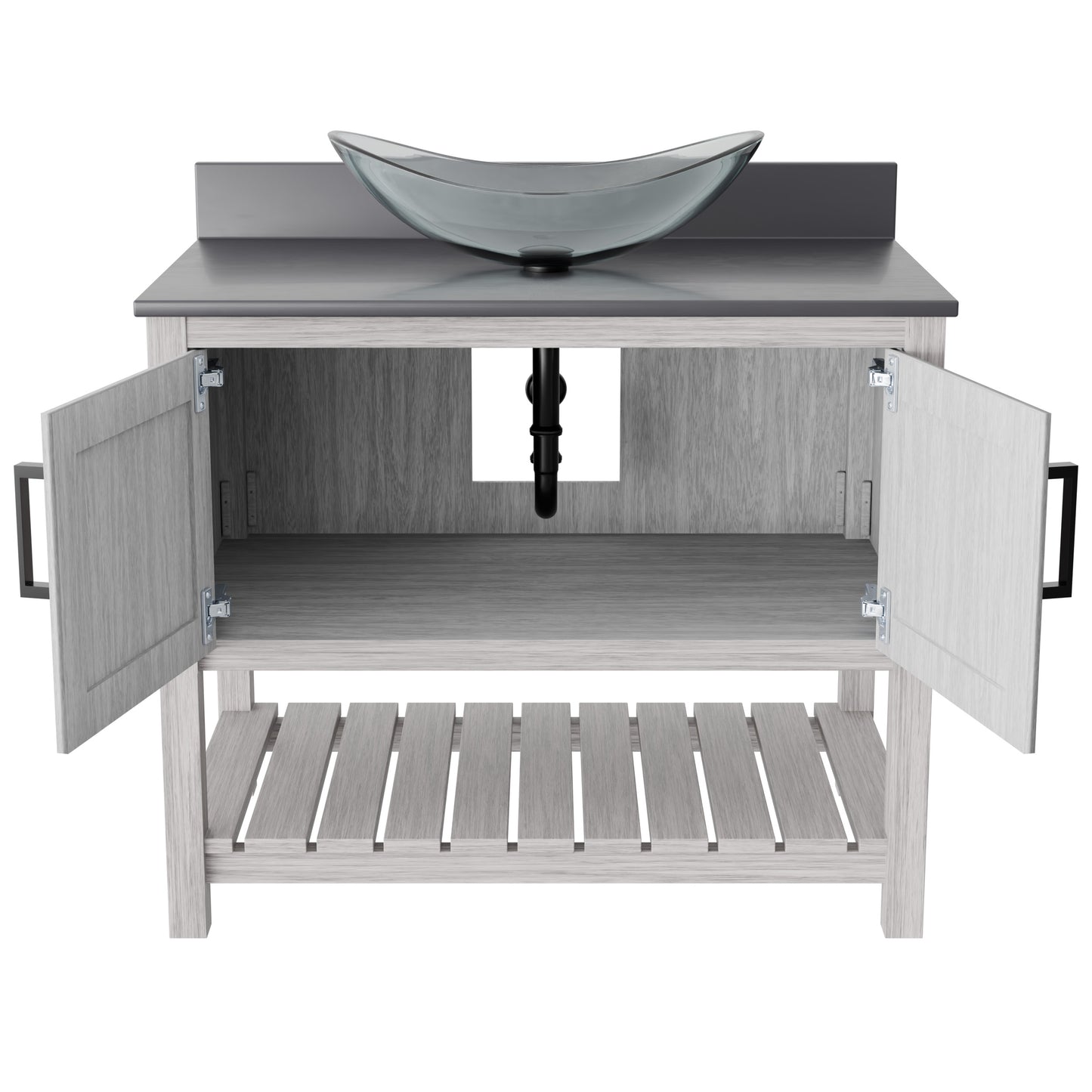 36-inch Bath Vanity with Storm Grey Quartz Counter and Sink - NOBV-36SG-280-324C