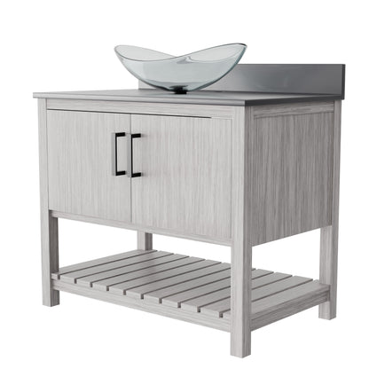 36-inch Bath Vanity with Storm Grey Quartz Counter and Sink - NOBV-36SG-280-324C