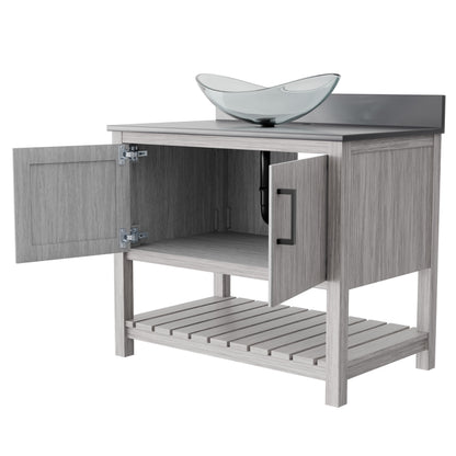 36-inch Bath Vanity with Storm Grey Quartz Counter and Sink - NOBV-36SG-280-324C