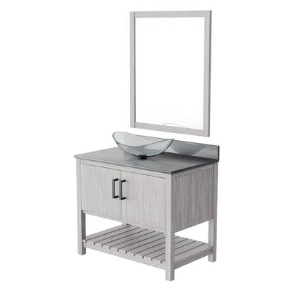 36-inch Bath Vanity with Storm Grey Quartz Counter and Sink - NOBV-36SG-280-324C