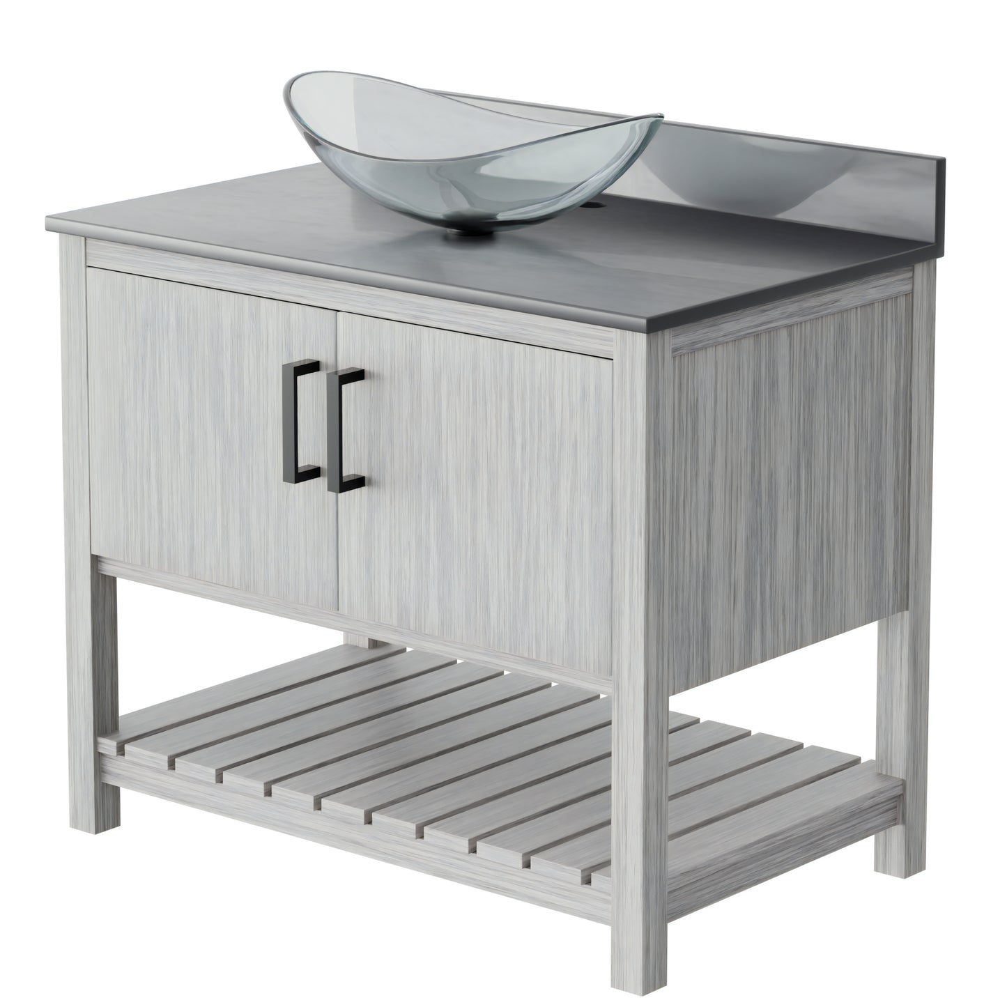 36-inch Bath Vanity with Storm Grey Quartz Counter and Sink - NOBV-36SG-280-324C