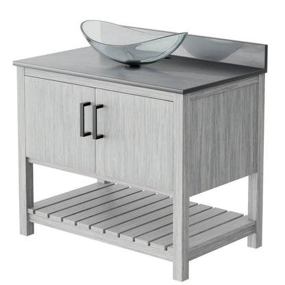 36-inch Bath Vanity with Storm Grey Quartz Counter and Sink - NOBV-36SG-280-324C