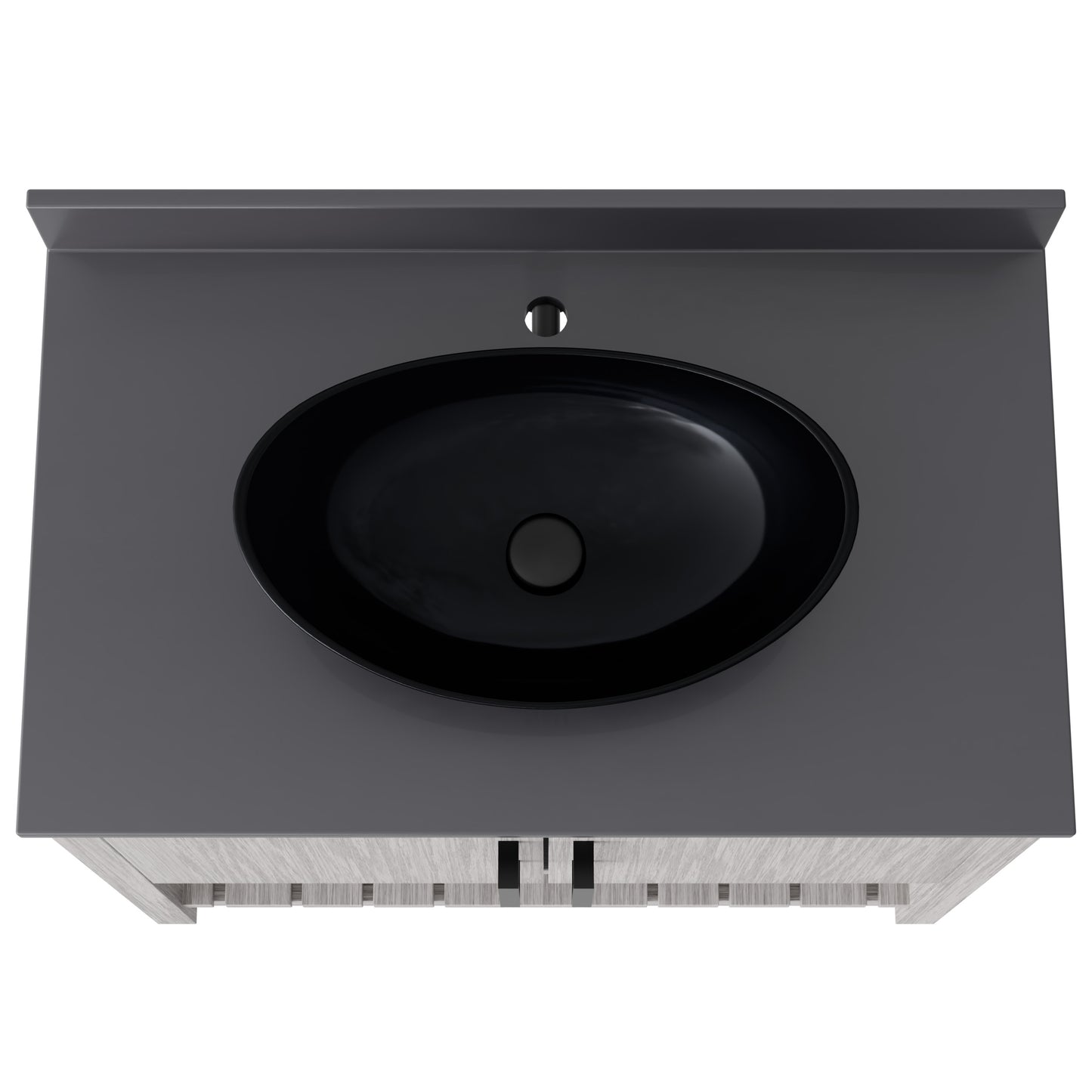 36-inch Novatto bath vanity with storm grey quartz countertop and integrated sink, showcasing modern bathroom accessory design.