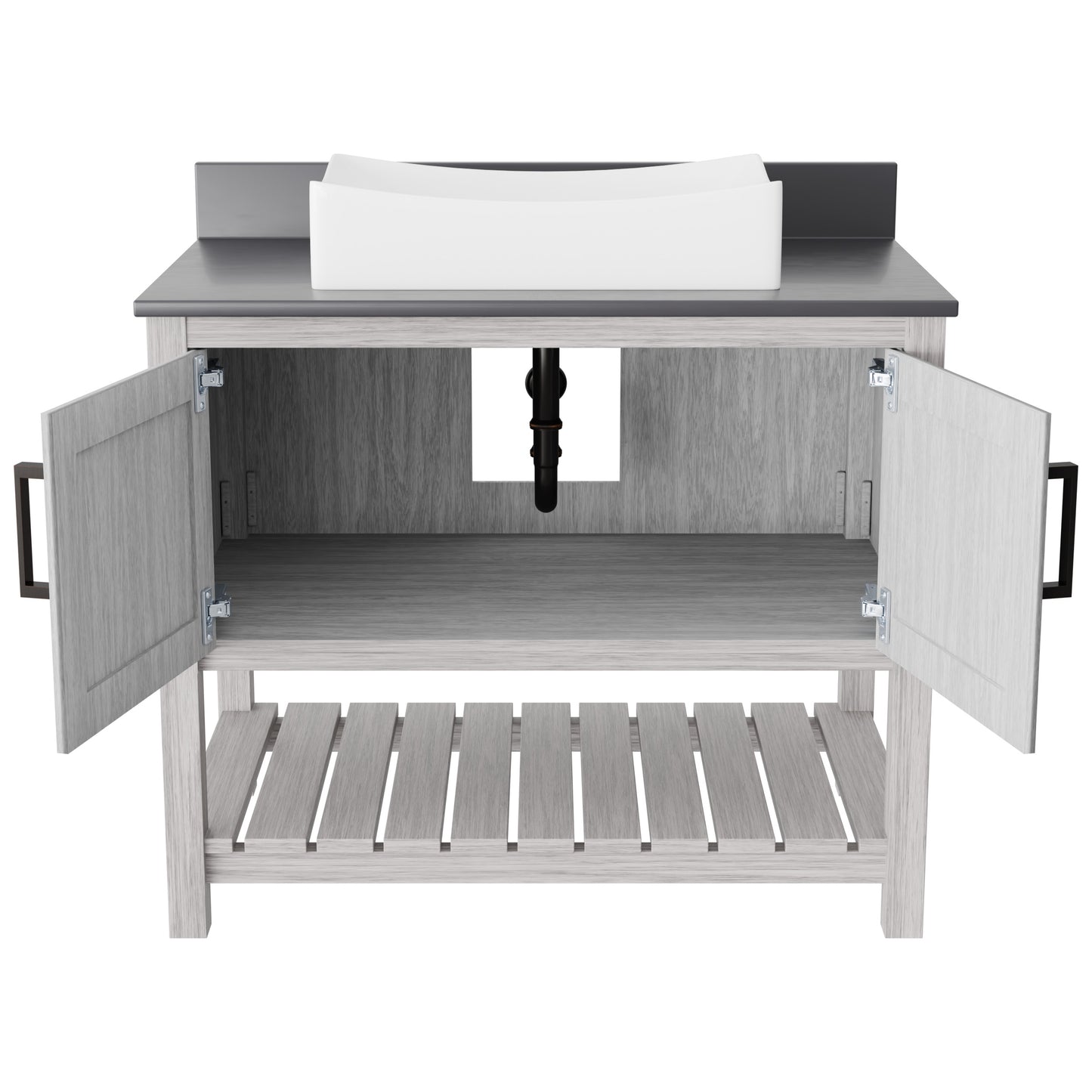 36-inch Bath Vanity with Storm Grey Quartz Counter and Sink - NOBV-36SG-280-1141