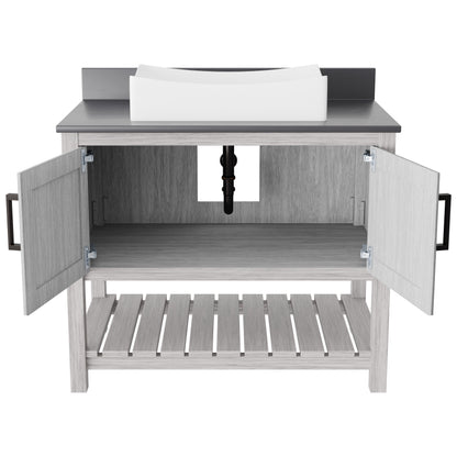 36-inch Bath Vanity with Storm Grey Quartz Counter and Sink - NOBV-36SG-280-1141