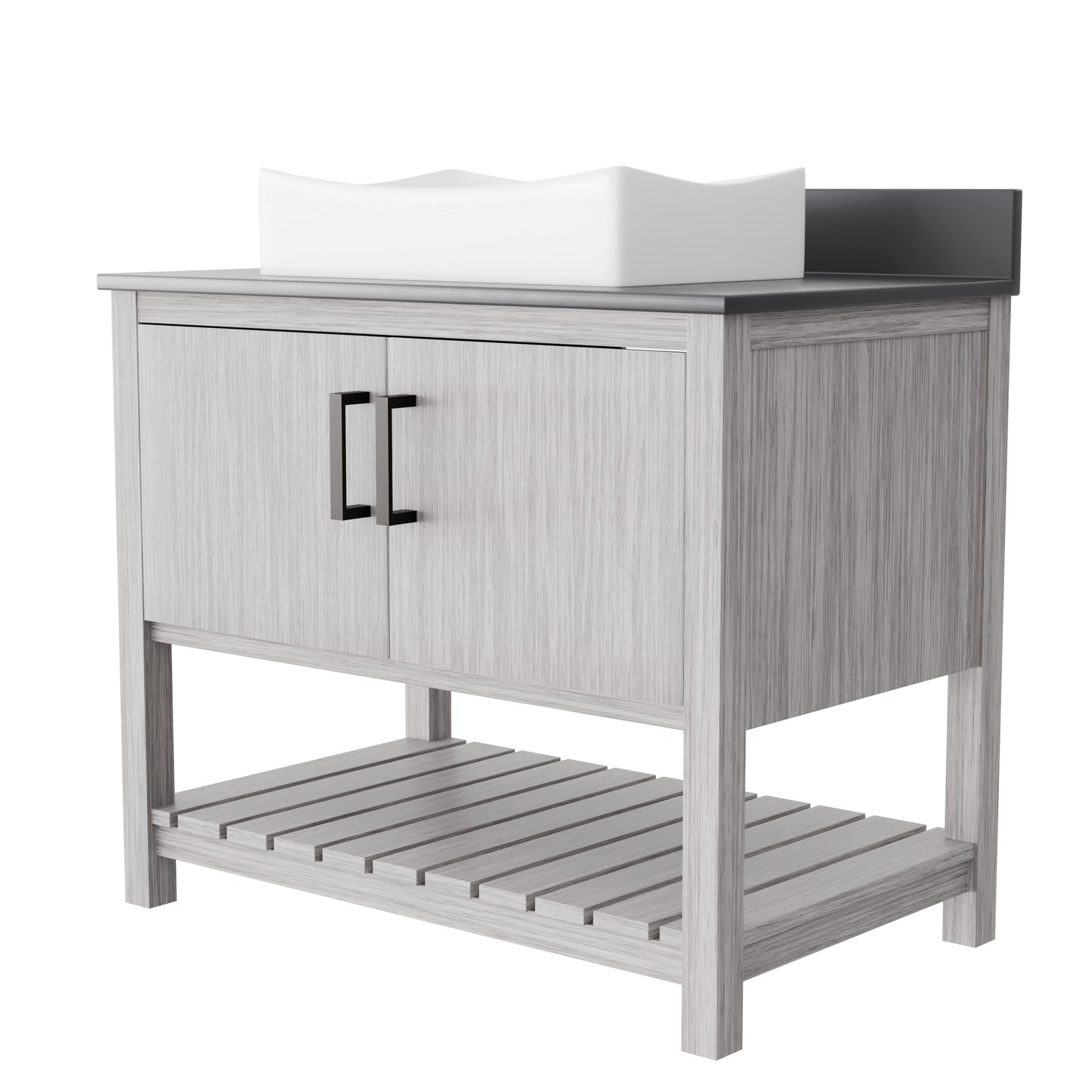 36-inch Bath Vanity with Storm Grey Quartz Counter and Sink - NOBV-36SG-280-1141