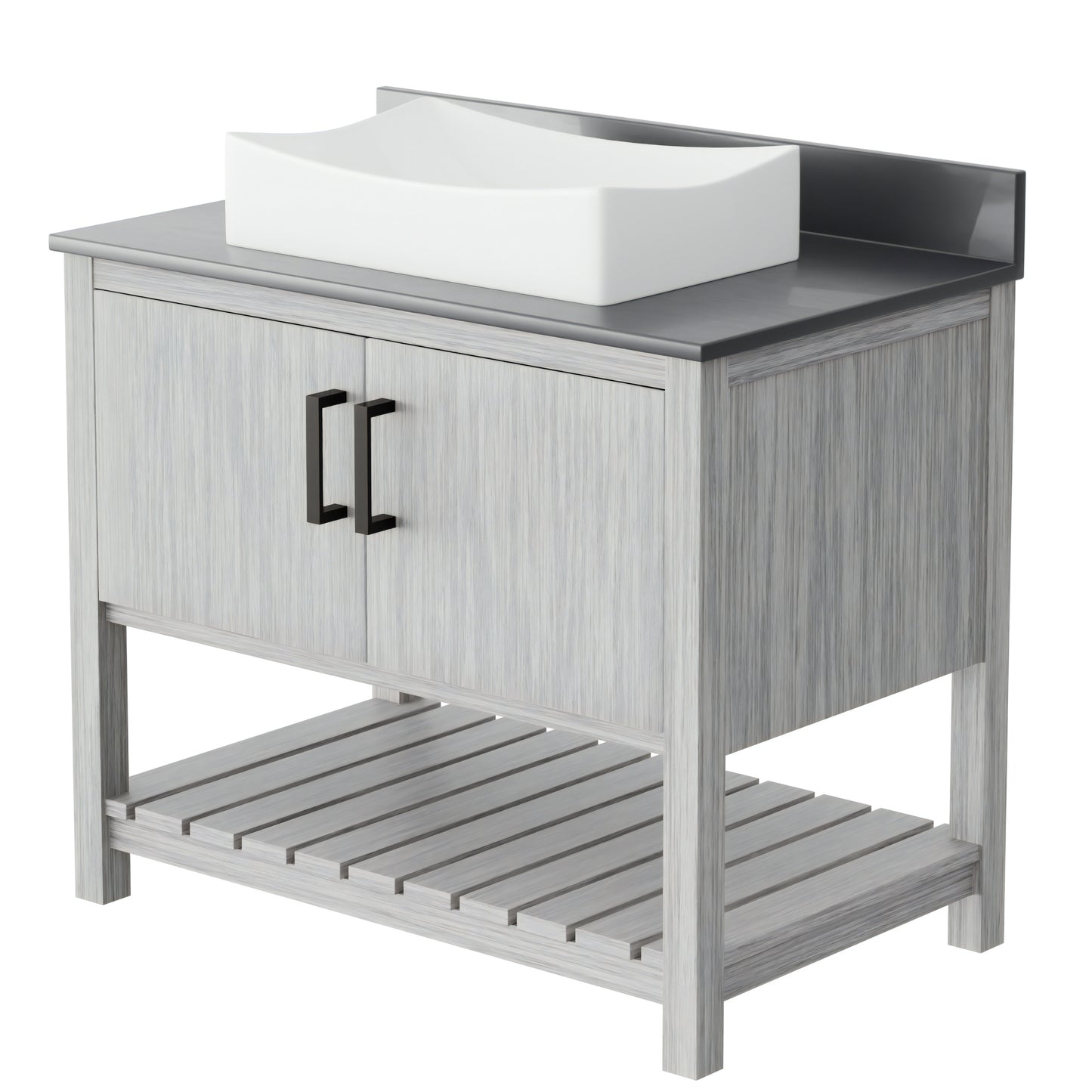 36-inch Bath Vanity with Storm Grey Quartz Counter and Sink - NOBV-36SG-280-1141