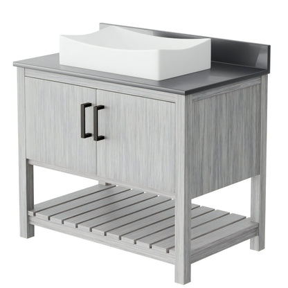 36-inch Bath Vanity with Storm Grey Quartz Counter and Sink - NOBV-36SG-280-1141