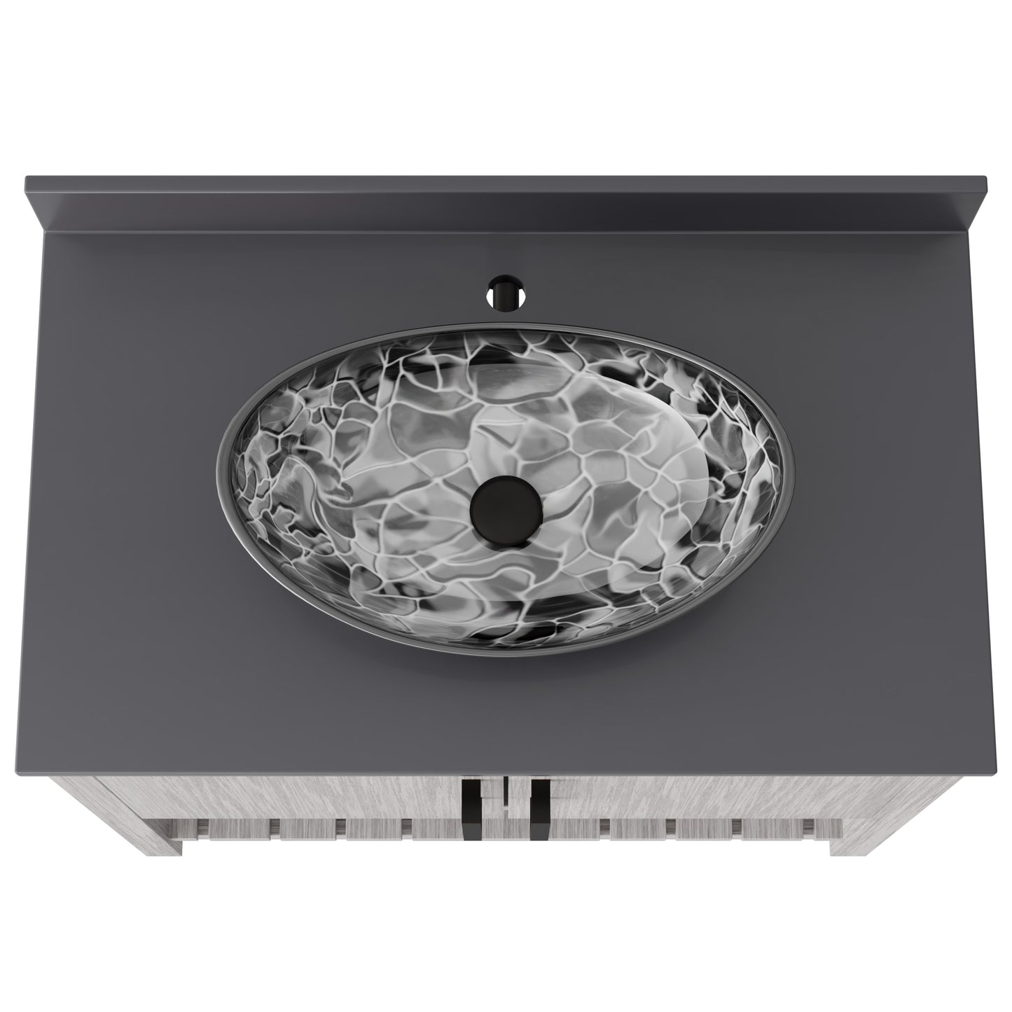 Novatto 36-inch bath vanity with storm grey quartz countertop and sink, featuring modern design and sleek bathroom accessory.