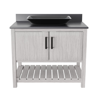 36-inch Bath Vanity with Storm Grey Counter and Sink, NOBV-36SG-280-19034