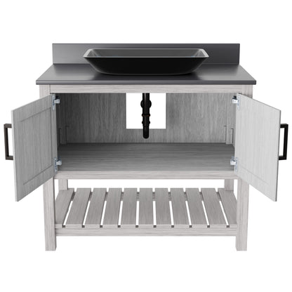 36-inch Bath Vanity with Storm Grey Counter and Sink, NOBV-36SG-280-19034