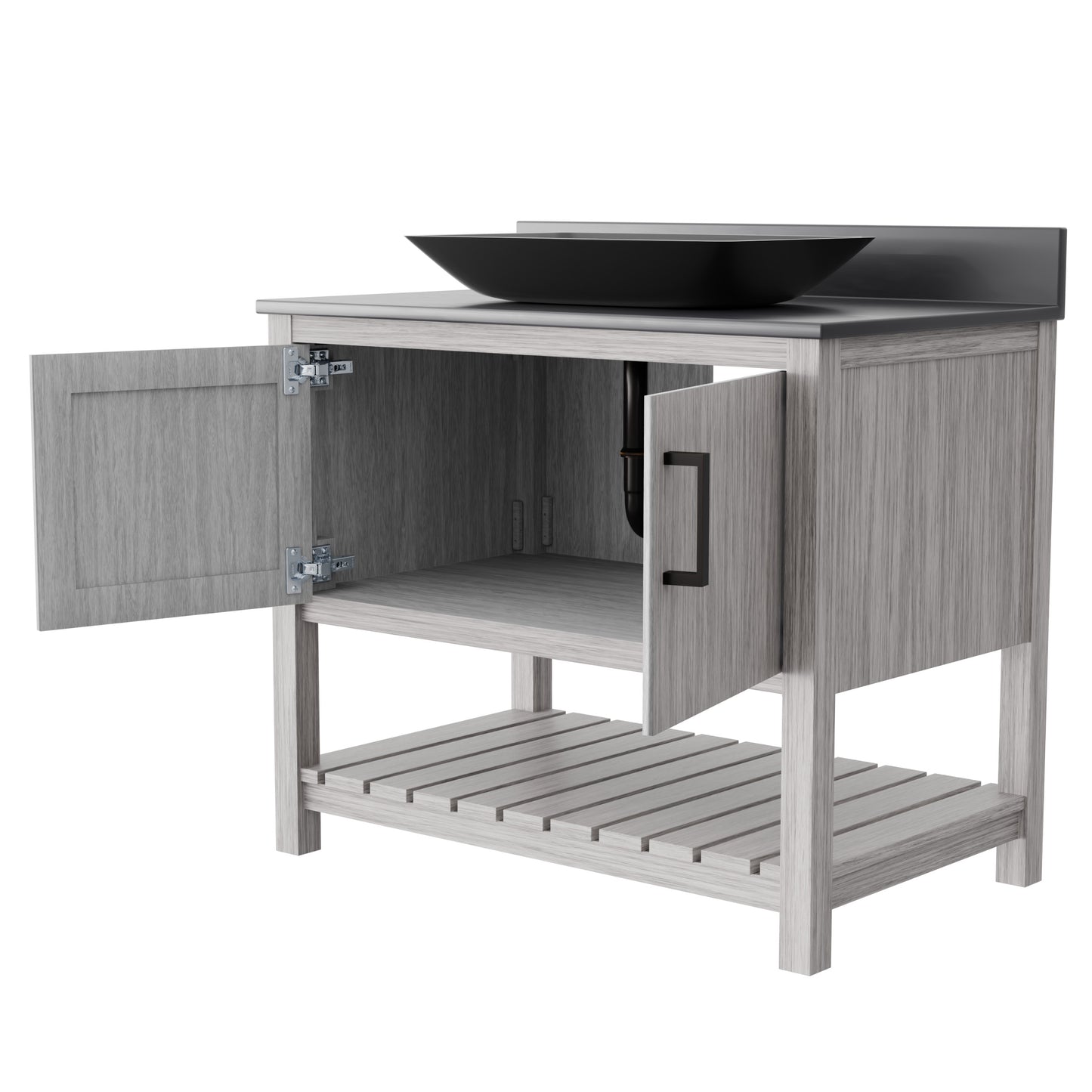 36-inch Bath Vanity with Storm Grey Counter and Sink, NOBV-36SG-280-19034