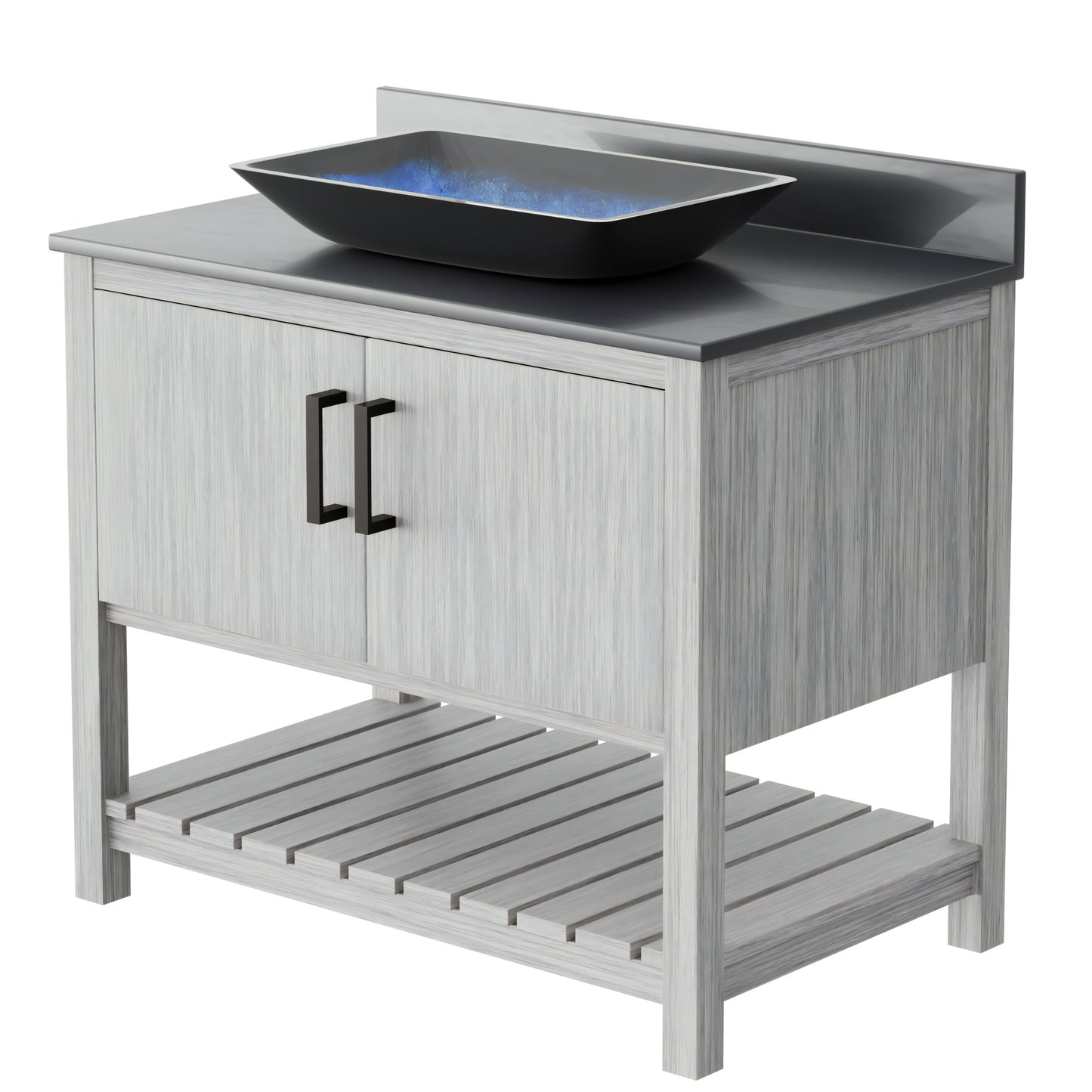 36-inch Bath Vanity with Storm Grey Counter and Sink, NOBV-36SG-280-19034