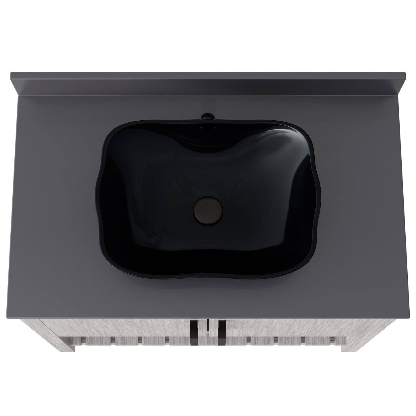 Novatto 36-inch bath vanity with storm grey quartz counter and sink, featuring sleek modern bathroom accessory design