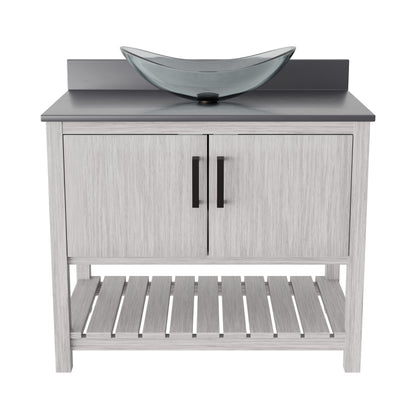 36-inch Bath Vanity with Storm Grey Quartz Counter and Sink - NOBV-36SG-280-324C