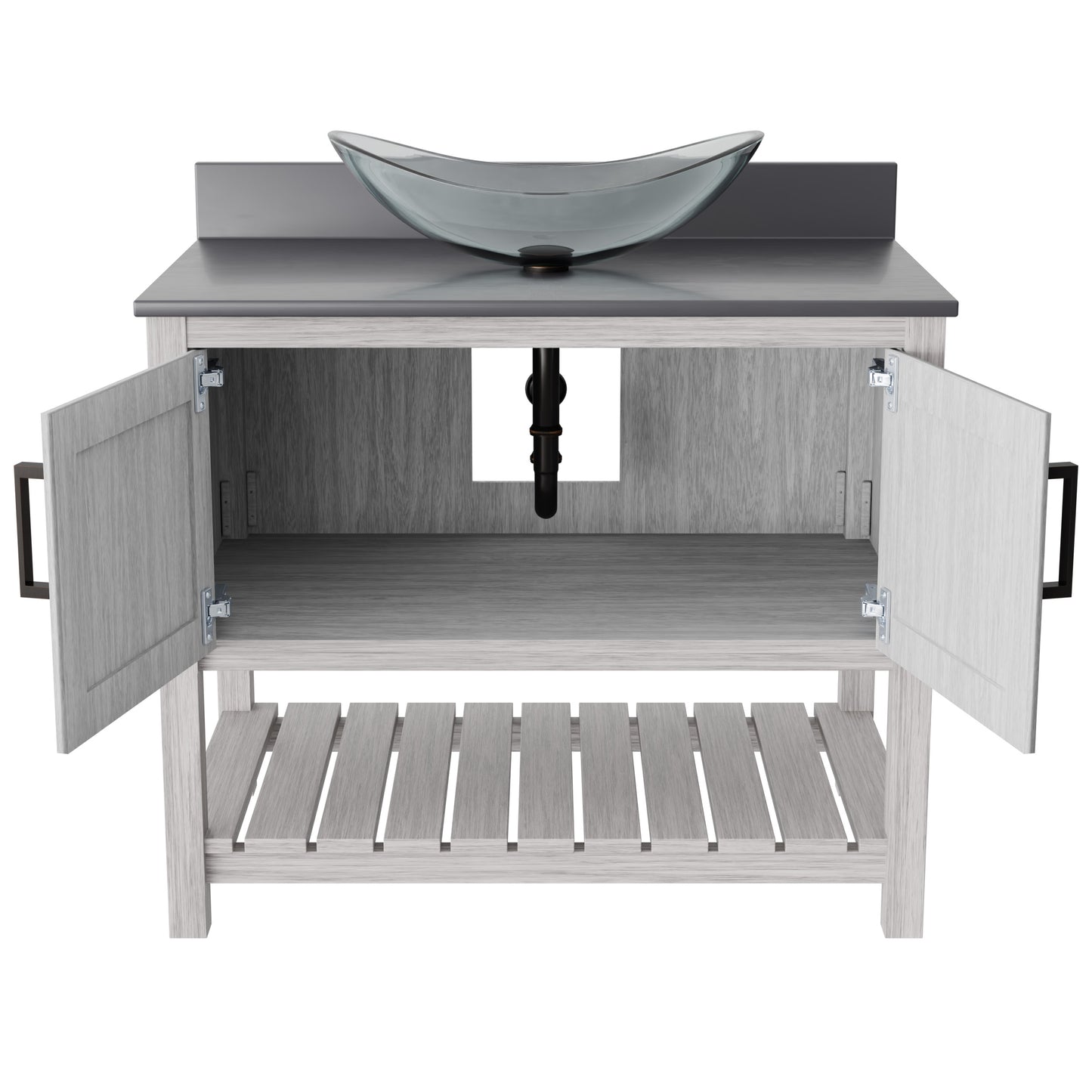 36-inch Bath Vanity with Storm Grey Quartz Counter and Sink - NOBV-36SG-280-324C