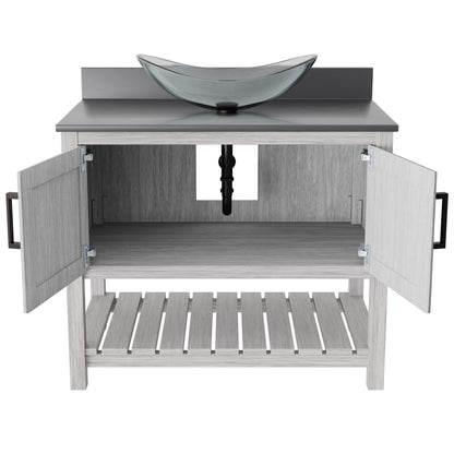 36-inch Bath Vanity with Storm Grey Quartz Counter and Sink - NOBV-36SG-280-324C