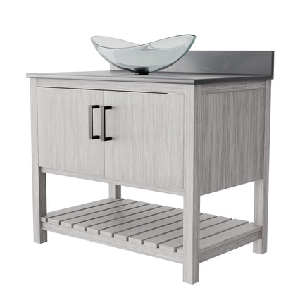 36-inch Bath Vanity with Storm Grey Quartz Counter and Sink - NOBV-36SG-280-324C