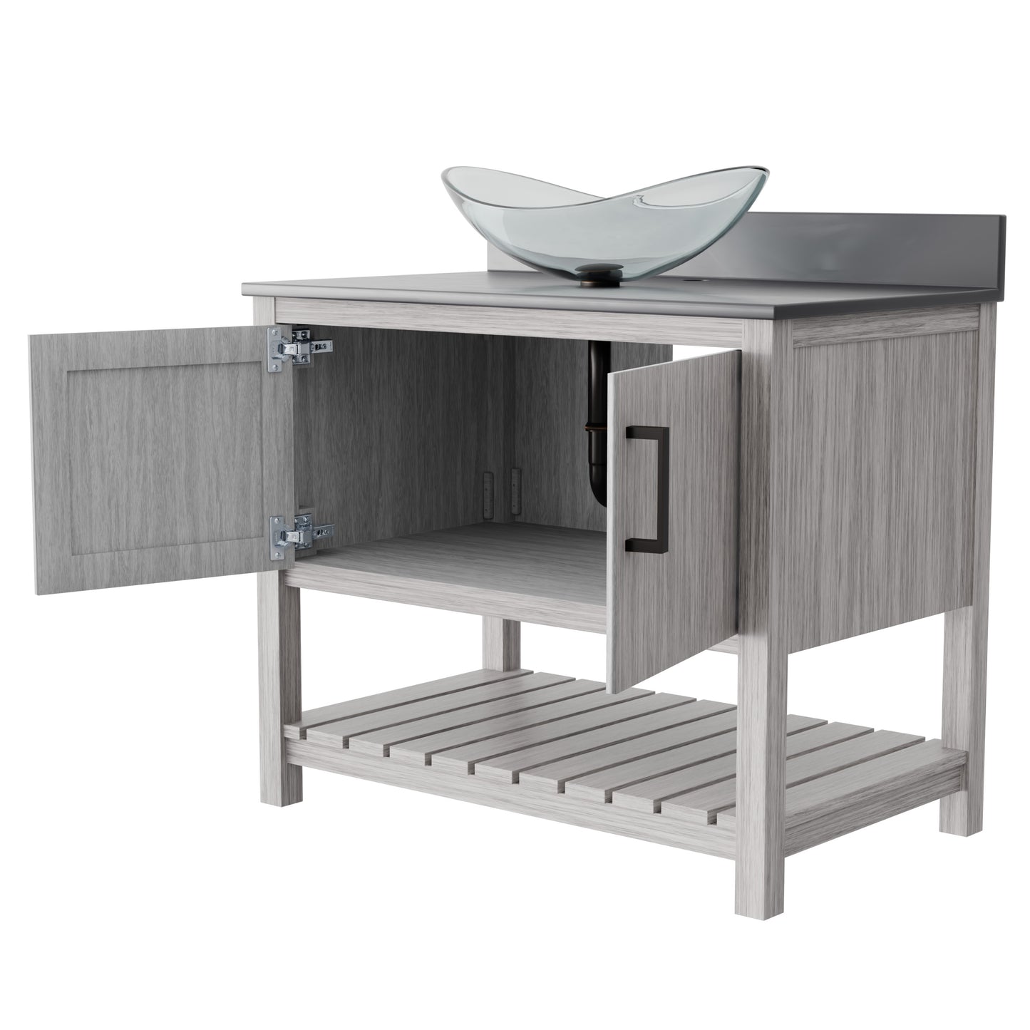 36-inch Bath Vanity with Storm Grey Quartz Counter and Sink - NOBV-36SG-280-324C