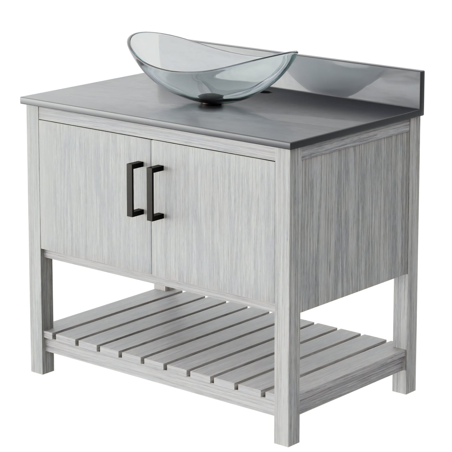 36-inch Bath Vanity with Storm Grey Quartz Counter and Sink - NOBV-36SG-280-324C
