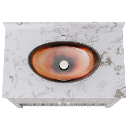 36-inch Novatto bath vanity with cafe mocha quartz countertop and sink, showcasing elegant bathroom accessory design.