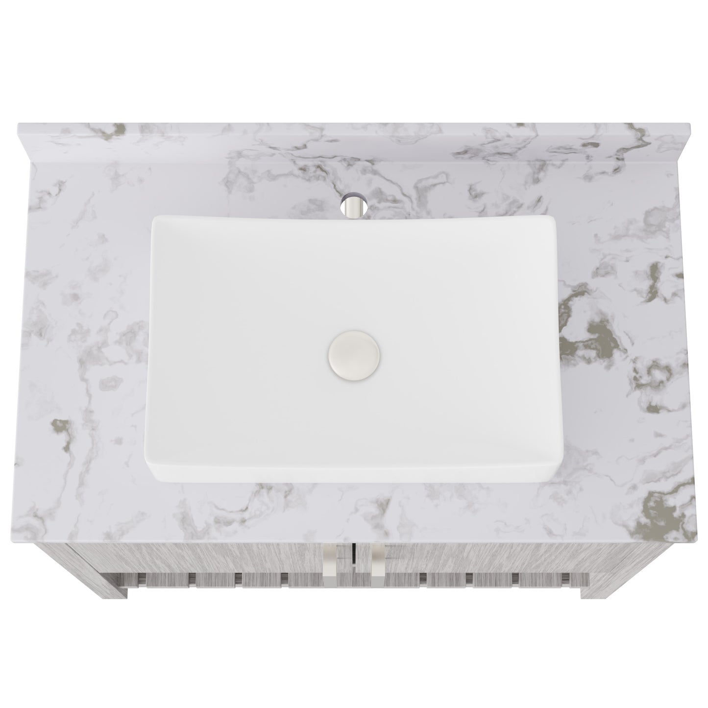 Novatto 36-inch bath vanity with cafe mocha quartz counter and sink, featuring a sleek, modern design and ample storage space.