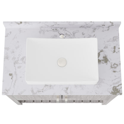 Novatto 36-inch bath vanity with cafe mocha quartz counter and sink, featuring a sleek, modern design and ample storage space.
