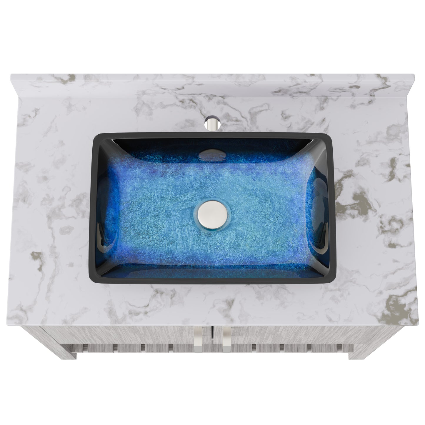 36-inch Novatto bath vanity with cafe mocha quartz countertop and sink, showcasing sleek bathroom accessory design.