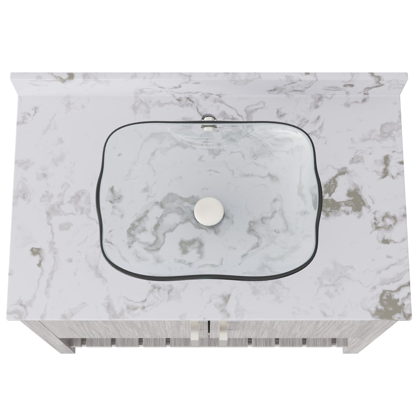 36-inch Novatto bath vanity with cafe mocha quartz countertop and sink, showcasing sleek bathroom accessory design.