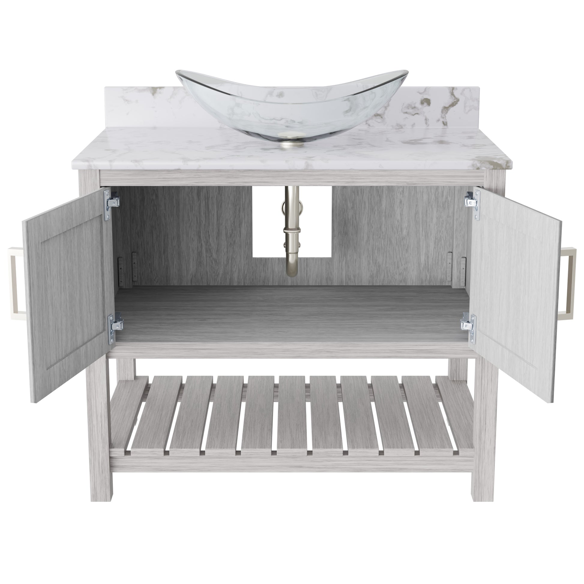 36-inch Novatto bath vanity with Cafe Mocha quartz countertop and sink, showcasing the elegant bathroom accessory design