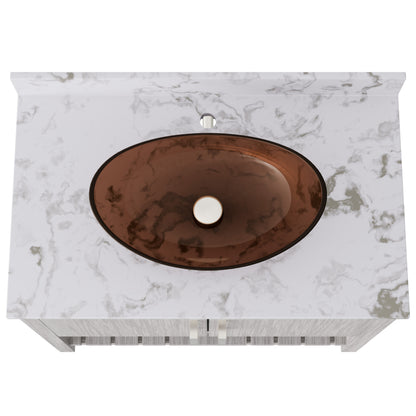 Novatto 36-inch bath vanity with cafe mocha quartz countertop and sink, showcasing elegant bathroom accessory design.