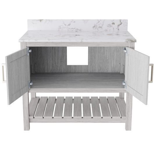 36-inch Vanity with Cafe Mocha Quartz Counter NOBV-36SG-6001