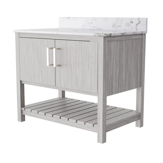 36-inch Vanity with Cafe Mocha Quartz Counter NOBV-36SG-6001