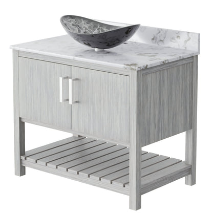 Novatto 36-inch bath vanity with cafe mocha quartz countertop and sink, showing the sleek design and elegant finish.