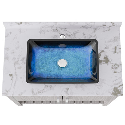 36-inch Novatto bath vanity with café mocha quartz countertop and sink, showcasing its elegant design and modern style.
