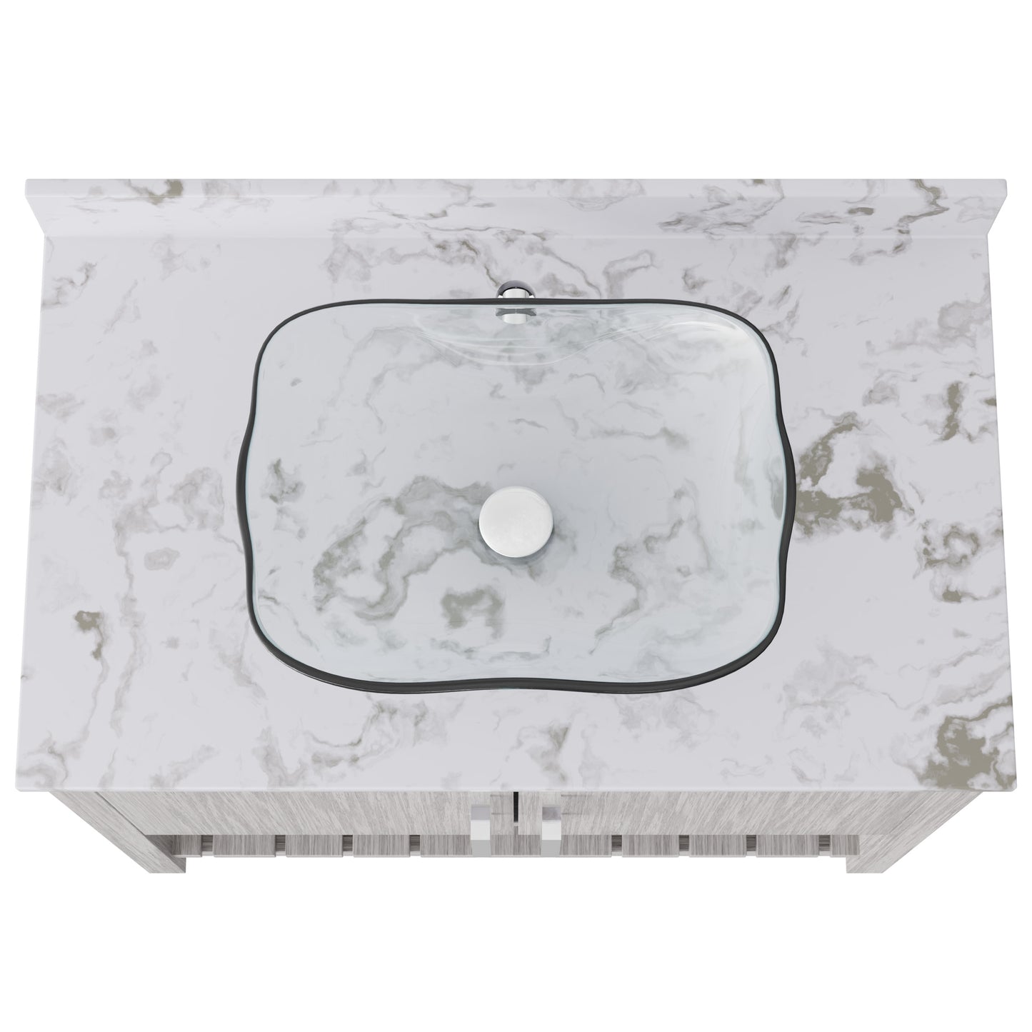 Novatto 36-inch bath vanity with cafe mocha quartz countertop and integrated sink, modern bathroom accessory with sleek design.