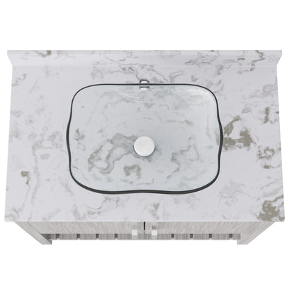 Novatto 36-inch bath vanity with cafe mocha quartz countertop and integrated sink, modern bathroom accessory with sleek design.