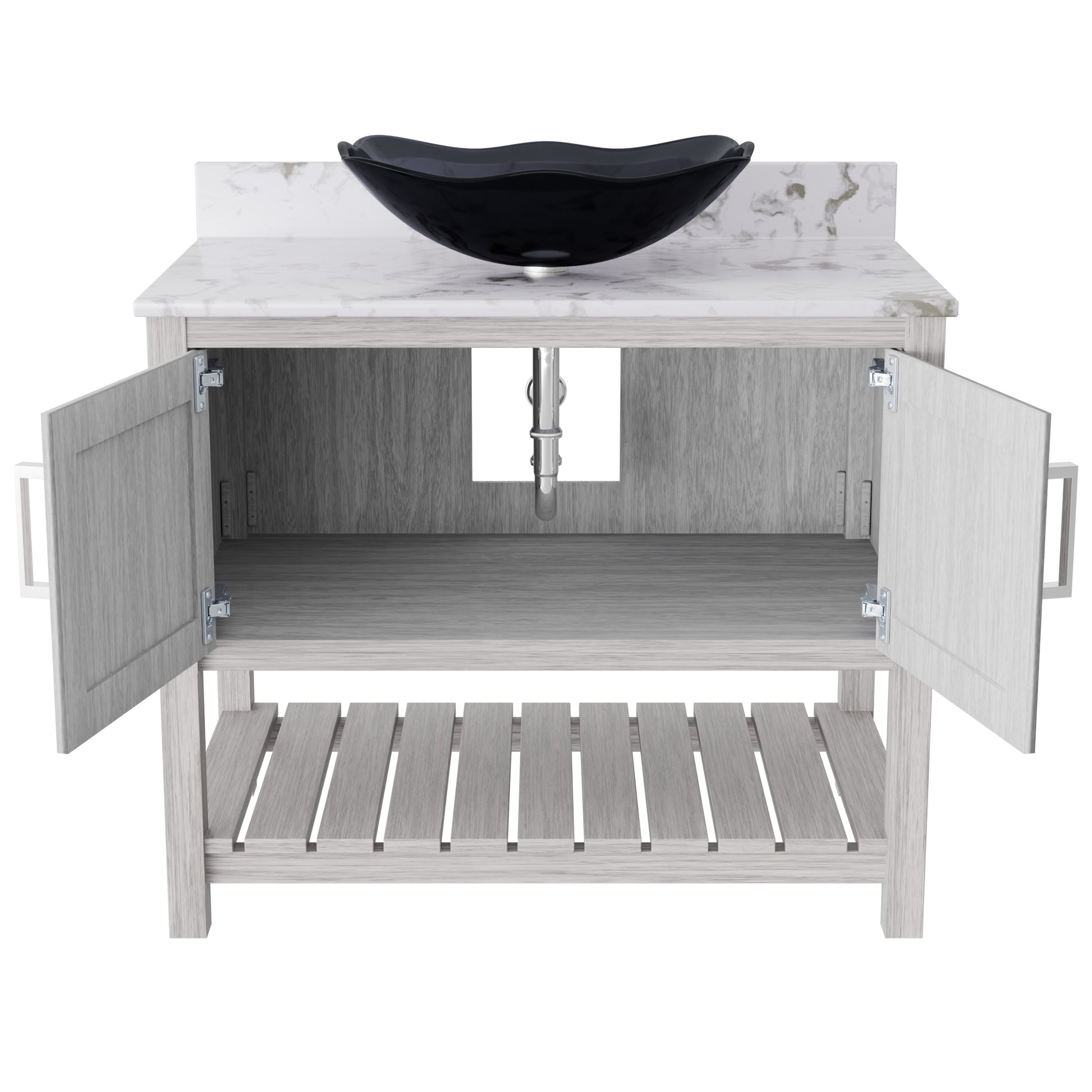 Novatto 36-inch bath vanity with cafe mocha quartz countertop and integrated sink, modern bathroom accessory