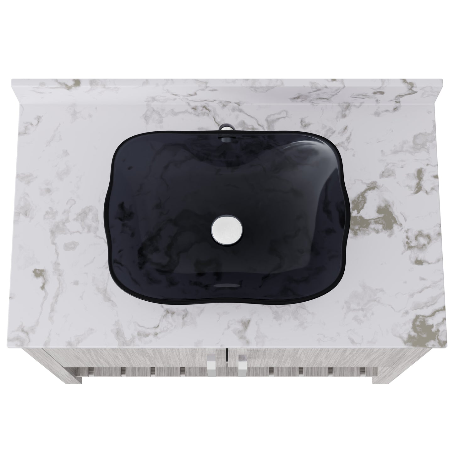 36-inch Novatto bath vanity with cafe mocha quartz counter and sink, showcasing modern bathroom accessory design.