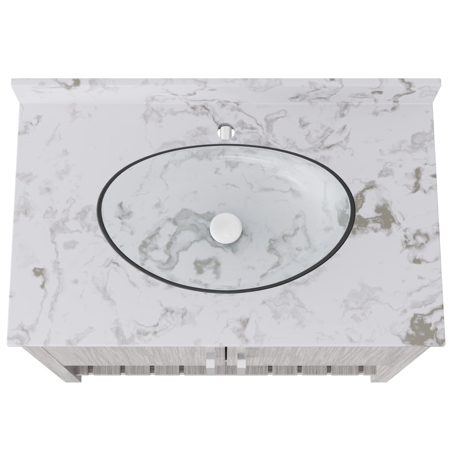 36-inch Novatto bath vanity with cafe mocha quartz countertop and sink, showcasing its elegant design and durable surface.