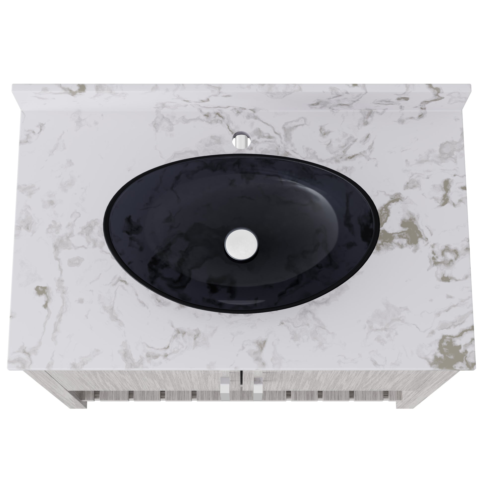Novatto 36-inch bath vanity with cafe mocha quartz countertop and integrated sink, showcasing sleek bathroom accessory design