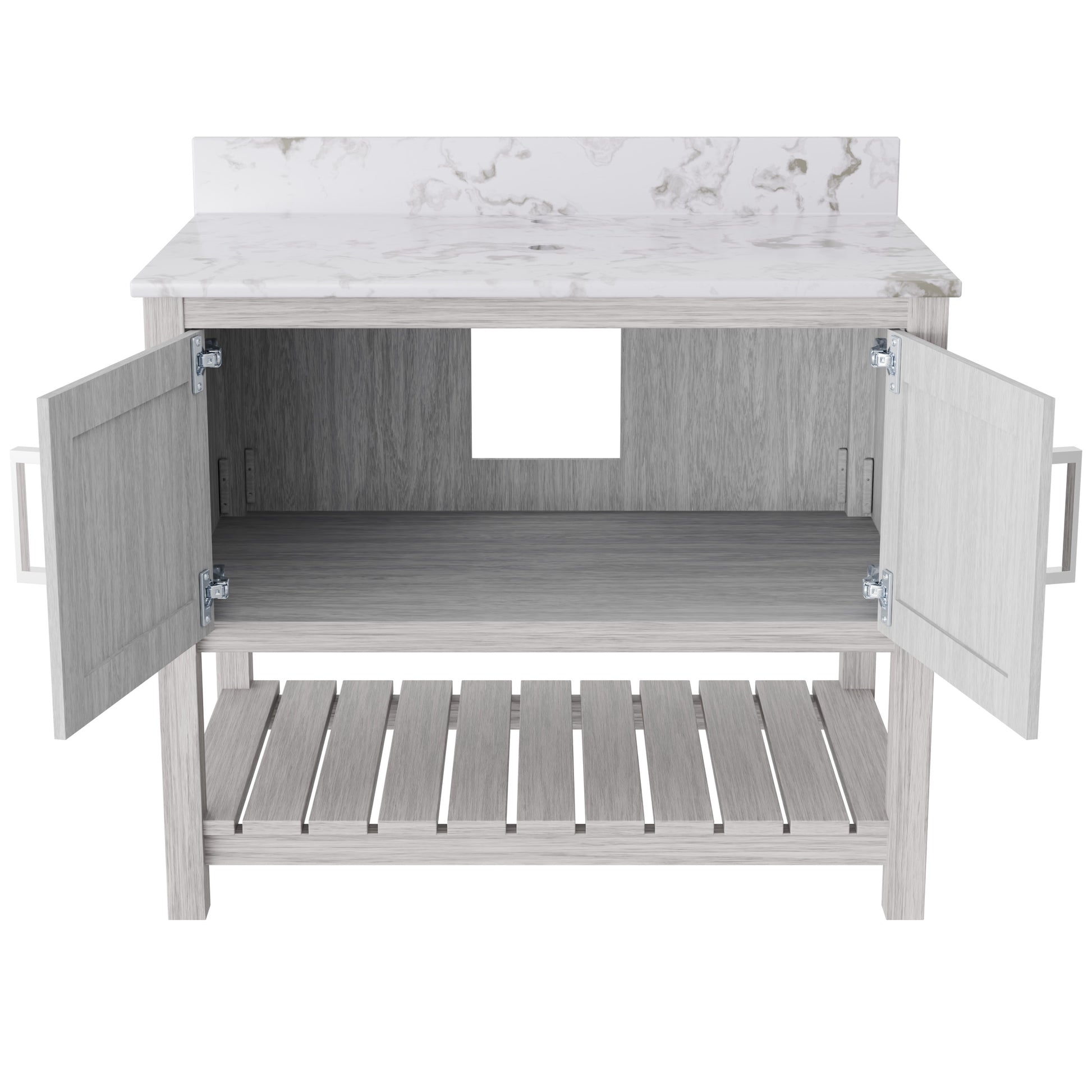 36-inch Novatto vanity with Cafe Mocha quartz countertop, sleek bathroom accessory with modern design