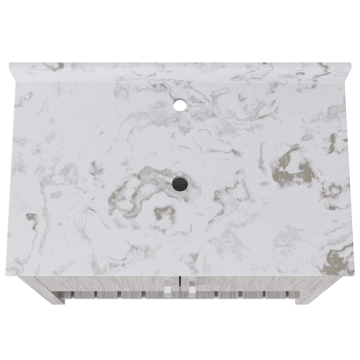 36-inch vanity with cafe mocha quartz countertop by Novatto, showcasing a modern bathroom accessory with sleek design.