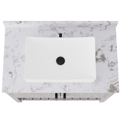 Novatto 36-inch bath vanity with cafe mocha quartz countertop and sink, featuring elegant bathroom accessory design.