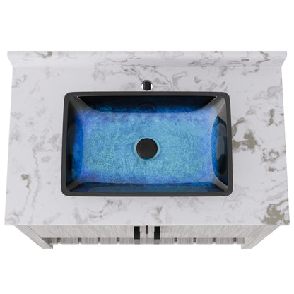 36-inch Novatto bath vanity with cafe mocha quartz countertop and integrated sink, featuring a sleek, modern design.