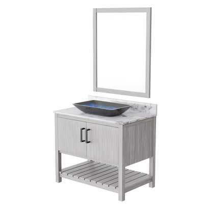 Novatto 36-inch bath vanity with cafe mocha quartz countertop and sink, showcasing the elegant bathroom accessory design.